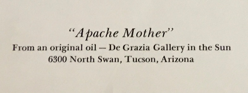 Photo 2 of DE GRAZIA “A PACHE MOTHER “  & “CLASSICAL NATURAL”  LIMITED AND SPECIAL EDITION PRINTS 