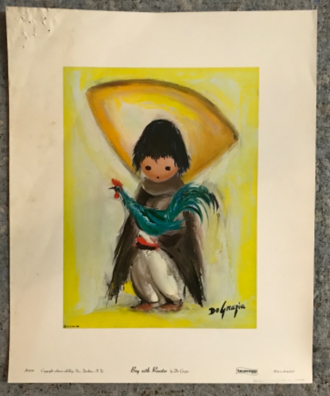 Photo 3 of DeGRAZIA SIGNED TORTILLAS BOOK & RECORD ADDRESSED TO ROBERTA DARREN IN 1974 AND PRINT “BOY WITH ROOSTER AND PLAQUE 