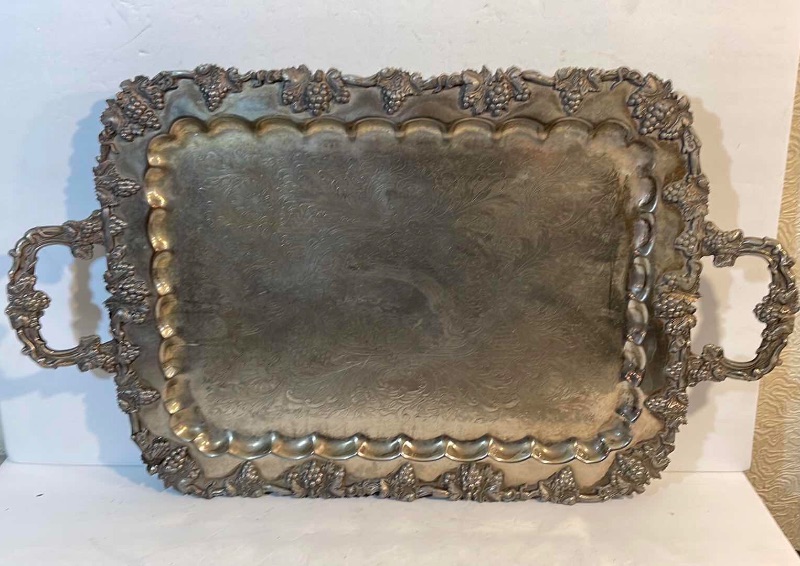 Photo 2 of SILVER PLATE PLATTERS LARGEST 26.5”x15.5”