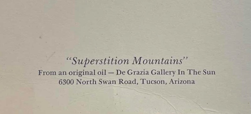 Photo 5 of DE GRAZIA LIMIT EDITION PRINT “SUPERSTITION MOUNTAINS” & DE GRAZIA SIGNED BOOK “TO ROBERTA WISHING HER A MERRY CHRISTMAS AND A HAPPY 1980 ! 