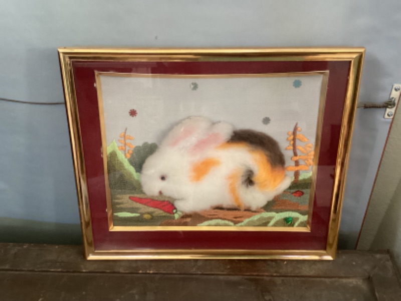 Photo 1 of MIXED MEDIA FRAMED 3D RABBIT ART