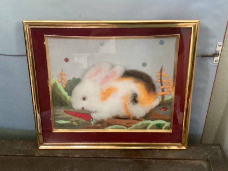 Photo 2 of MIXED MEDIA FRAMED 3D RABBIT ART