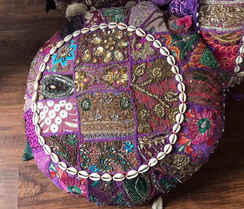 Photo 3 of INDIAN PATCHWORK KANTHA POUF PILLOWS 