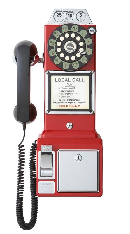 Photo 1 of CROSLEY CR56-RE 1950'S PAYPHONE WITH PUSH BUTTON TECHNOLOGY, RED

