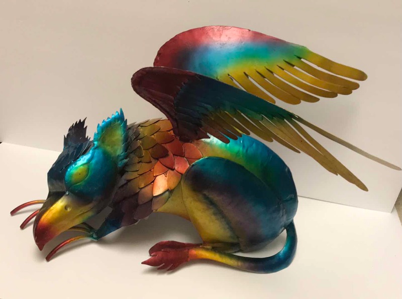 Photo 1 of WIND & WEATHER METAL HANDCRAFTED RECYCLED METAL GRIFFIN WALL ART METAL 26”x21”

