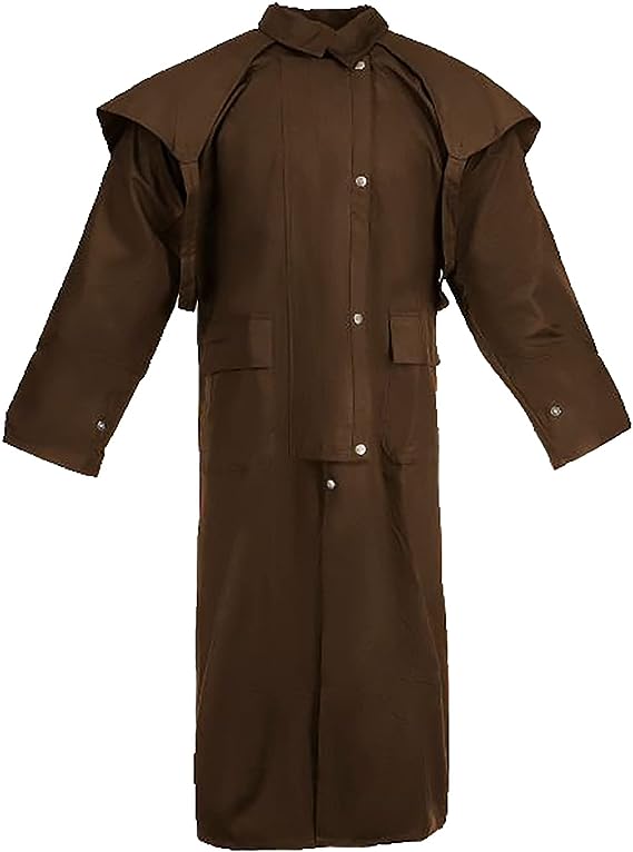 Photo 1 of RUNNING BEAR OILSKIN WATERPROOF PARACHUTE DUSTER COAT JACKET - DUSTER COAT MEN WESTERN SIZE XL 
