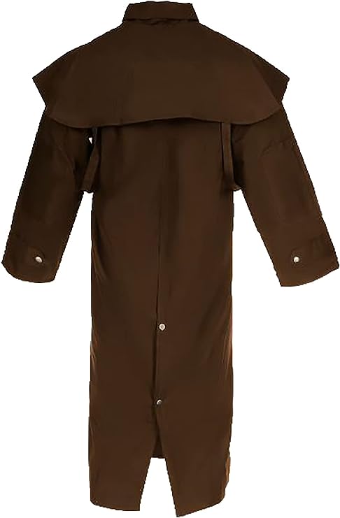 Photo 3 of RUNNING BEAR OILSKIN WATERPROOF PARACHUTE DUSTER COAT JACKET - DUSTER COAT MEN WESTERN SIZE XL 
