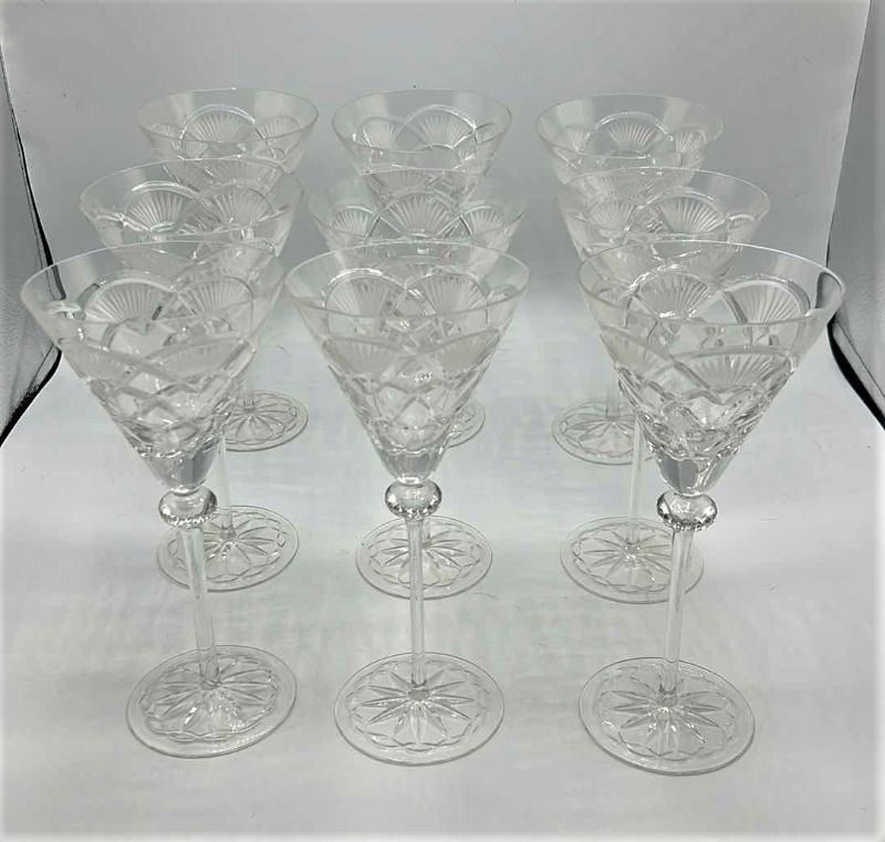 Photo 1 of 9 LEAD CUT CRYSTAL WINE GLASSES