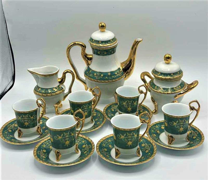 Photo 1 of FINE PORCELAIN CHEKOSLOVAKIAN TEA SET (HOLDERS NOT INCLUDED)