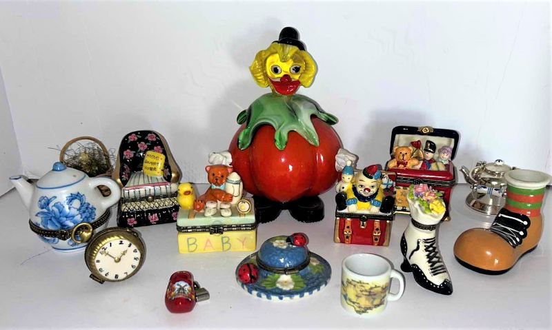 Photo 1 of COLLECTIBLE TRINKET BOXES, FLASS CLOWN AND MORE