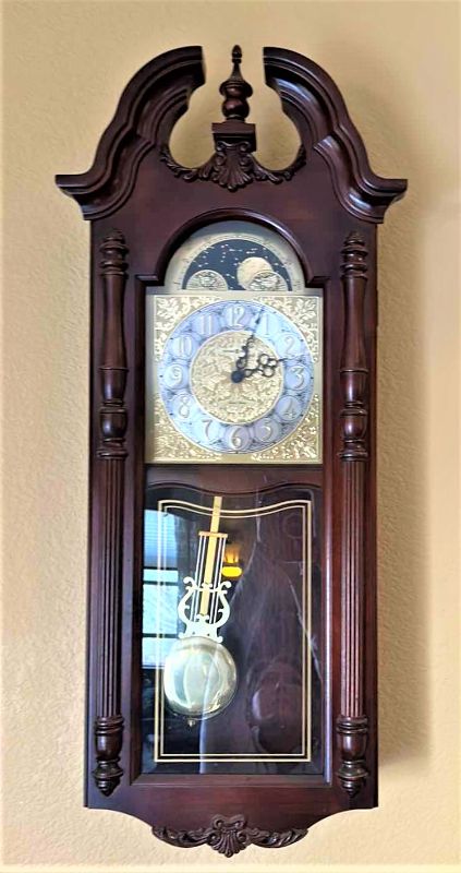 Photo 1 of HOWARD MILLER DUAL CHIME PENDULUM CLOCK, WORKING H32”