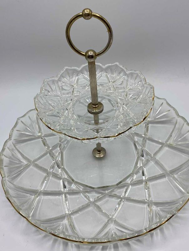 Photo 1 of TWO TIER CUT GLASS SERVER