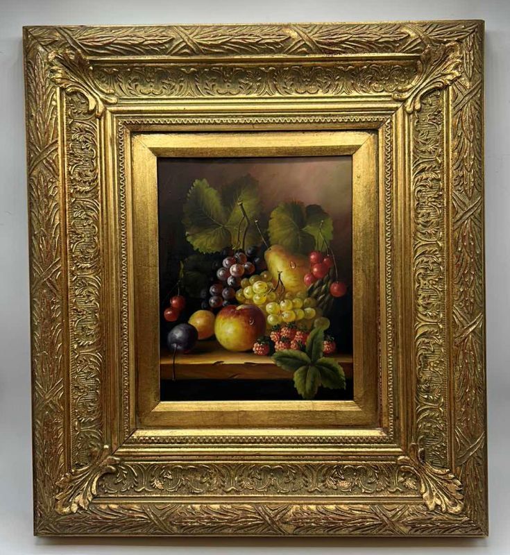 Photo 1 of ORNATE GOLD FRAMED ART WORK FRUIT 17” x 19”