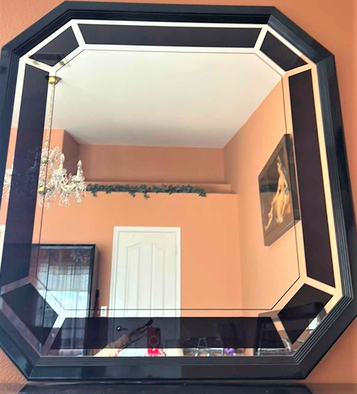 Photo 6 of ITALIAN ART DECO BLACK WOOD LACQUER AND MIRROR 46” x 49”