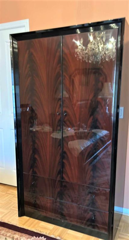 Photo 7 of ITALIAN ART DECO BLACK WOOD LAQUER WARDROBE 39.5” x 20” x H71”