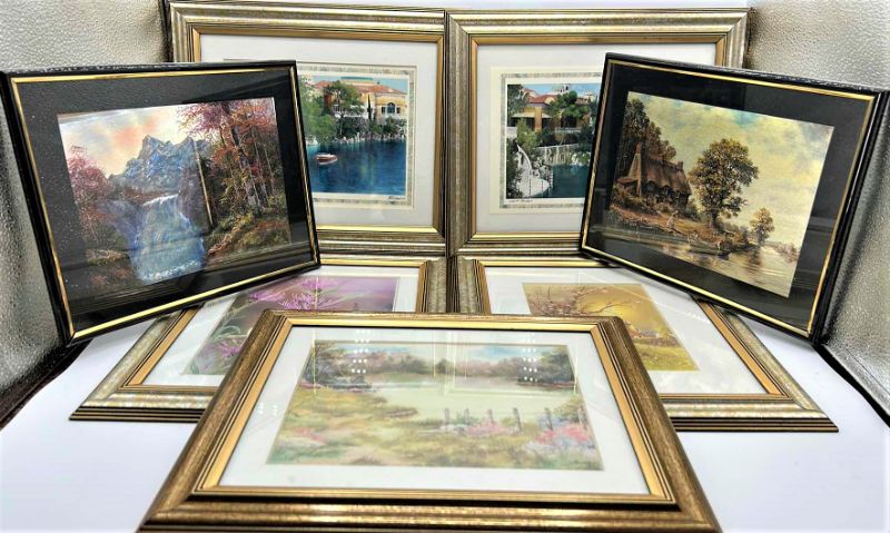 Photo 1 of 7 PC FRAMED ART ASSORTMENT MOSTLY 13” x 11”