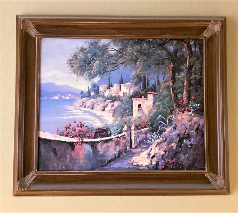 Photo 1 of WOOD FRAMED ARTWORK, SEASCAPE SIGNED 39” X 32”