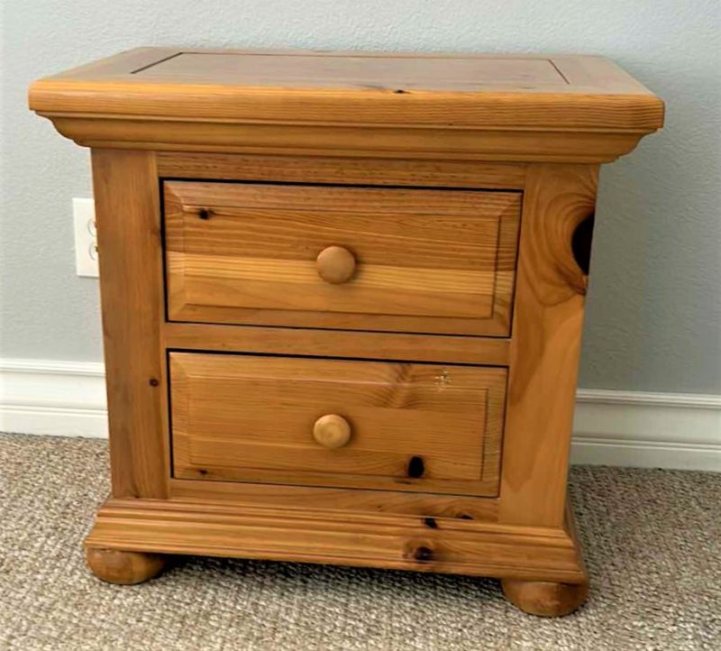 Photo 1 of BROYHILL KNOTTY PINE DISTRESSED NIGHTSTAND 26” x 27” x H25”