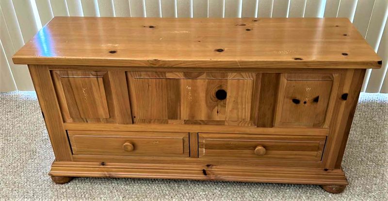 Photo 1 of BROYHILL (CEDAR LINED) KNOTTY PINE DISTRESSED CHEST WITH DRAWERS 49” x 16” x H24”