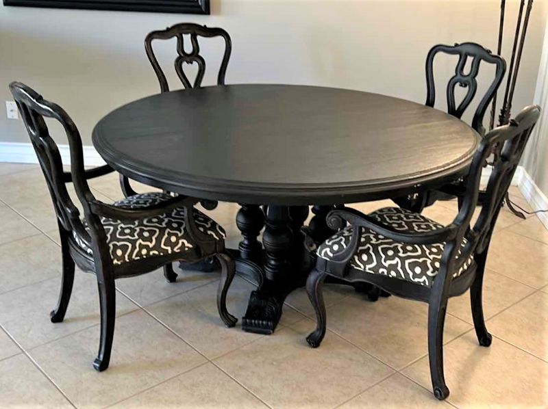 Photo 1 of STANLEY BLACK RUSTICA 64” ROUND TABLE WITH FOUR CHAIRS ESTIMATED VALUE $5245