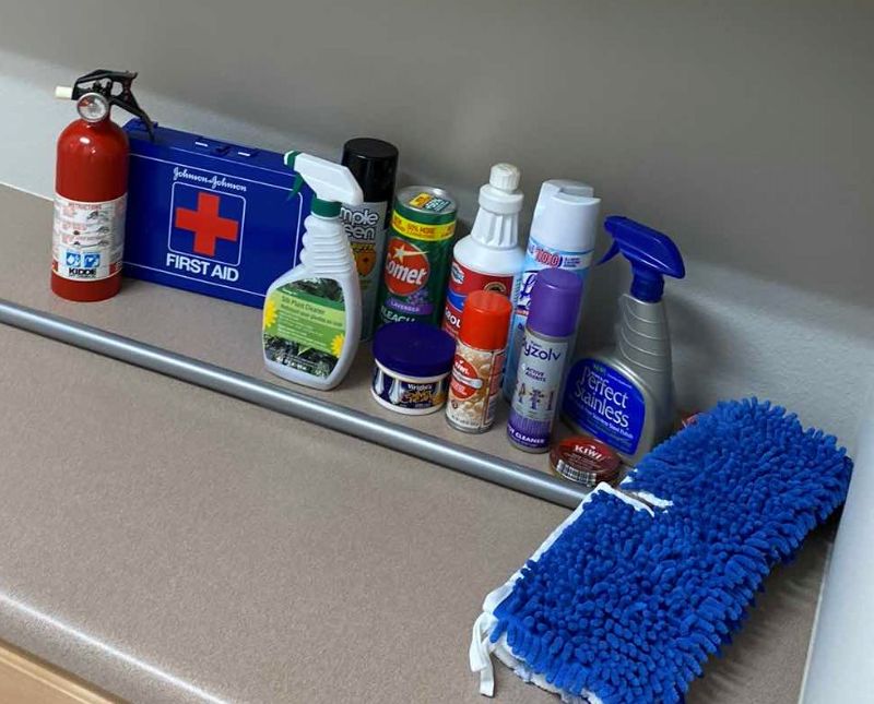 Photo 1 of CLEANING SUPPLIES AND SAFETY ITEMS