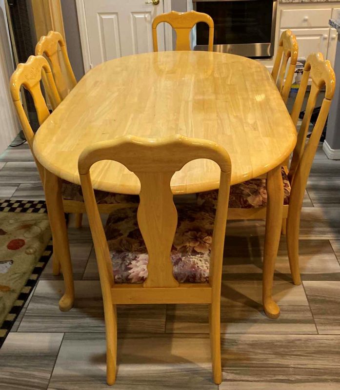 Photo 1 of MAPLE DINING TABLE WITH 6 CHAIRS 71” X 41” H30.5”