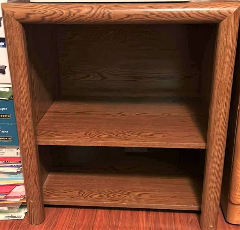 Photo 1 of STURDY WOOD TABLE WITH TWO SHELVES 23.5” x 20” x H26.5” ( PRINTER SOLD SEPARATELY)