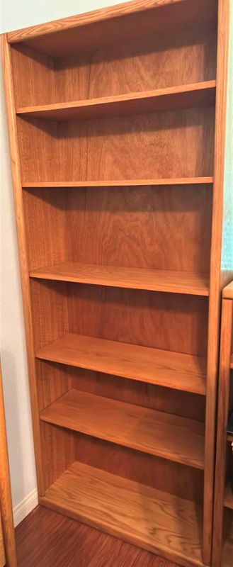 Photo 1 of TALL WOOD BOOK SHELVES (ADJUSTABLE) 35” x 13” x H7’