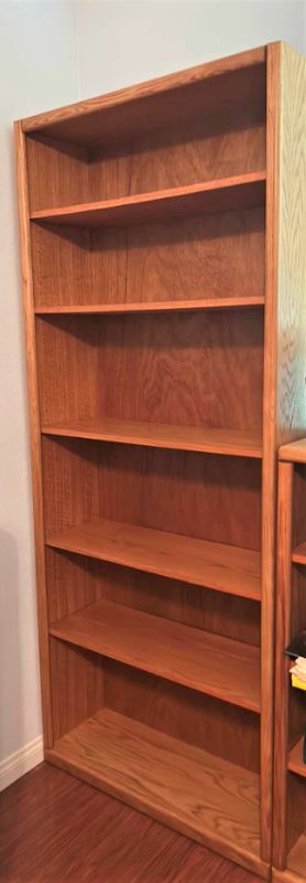 Photo 1 of TALL WOOD BOOK SHELVES (ADJUSTABLE) 35” x 13” x H7’