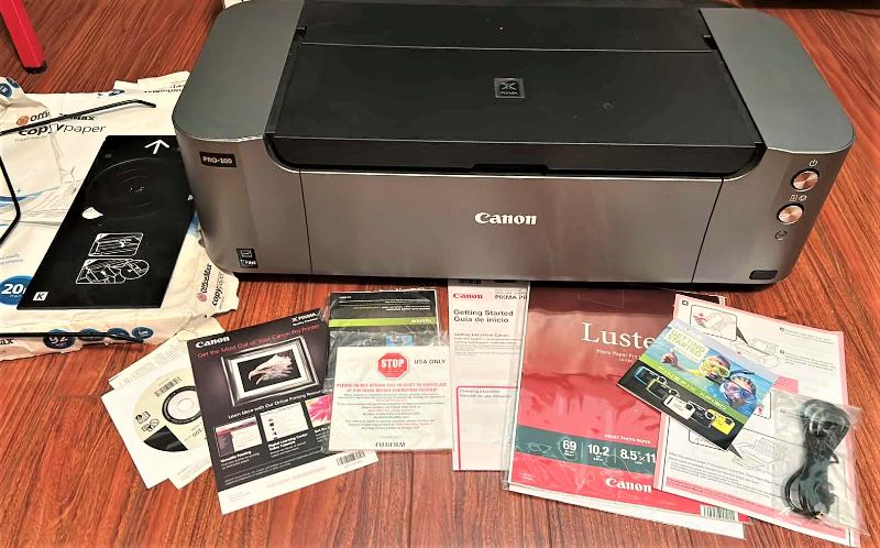 Photo 10 of NEW CANON PRO100 COPIER W PAPER AND MANUALS