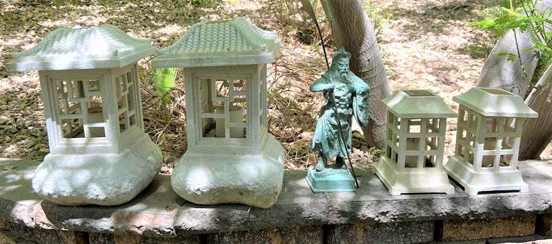 Photo 1 of OUTDOOR DECOR, SOLAR LAMPS AND METAL FIGURE