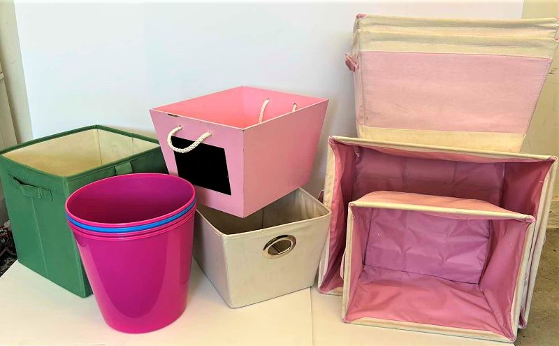 Photo 1 of ASSORTED CANVAS STORAGE BASKETS AND PAILS