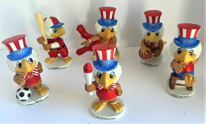 Photo 1 of 6 VINTAGE 5” PAPEL CERAMIC FIGURINES 1980 OLYMPICS