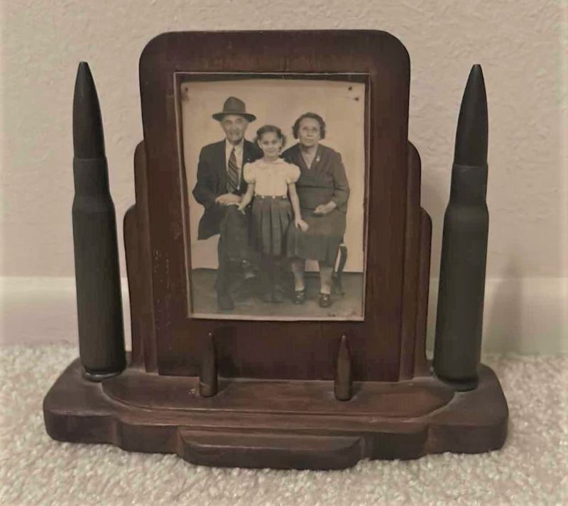 Photo 1 of VINTAGE CUSTOM WOOD FRAME (FROM A SAILOR ON NAVY SHIP USING BULLET SHELLS) 8” x 7.5”