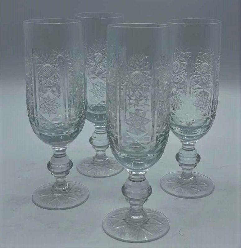 Photo 6 of HAND CUT CRYSTAL WEDDING FLUTES H 7” (SET OF 4)