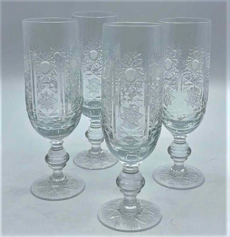 Photo 1 of HAND CUT CRYSTAL WEDDING FLUTES H 7” (SET OF 4)