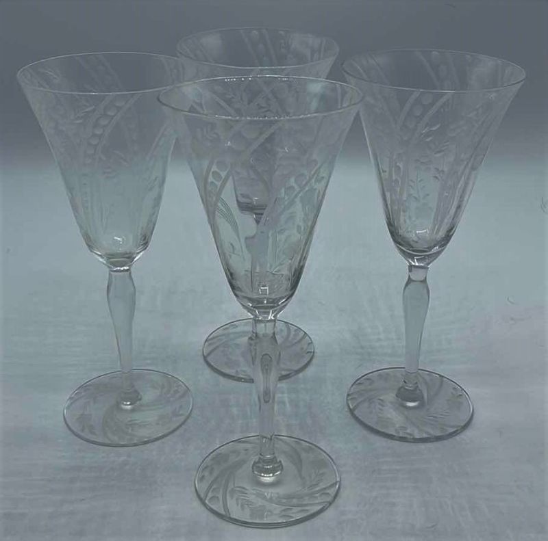 Photo 6 of ETCHED CRYSTAL WEDDING GOBLETS H 8” (SET OF FOUR)