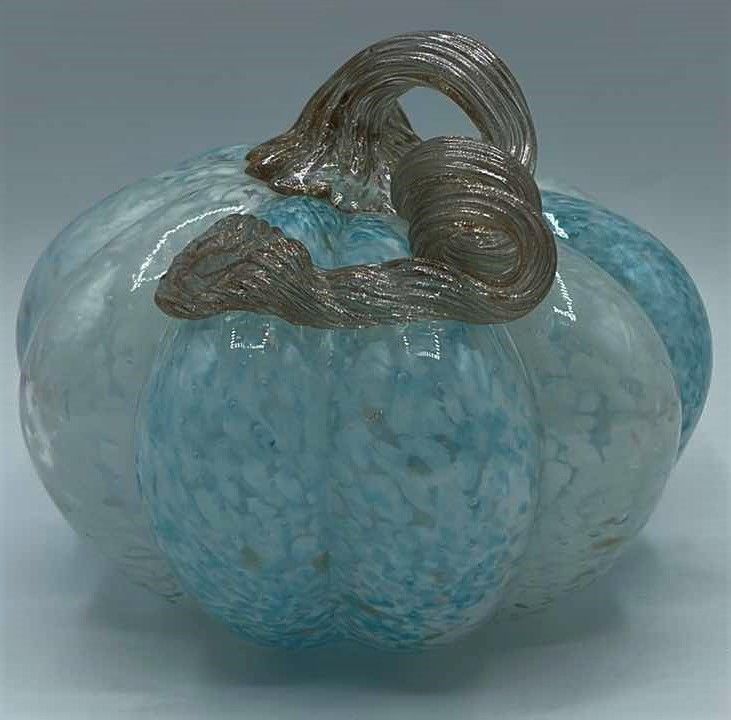 Photo 5 of MIKASA BLOWN GLASS SKY BLUE AND WHITE PUMPKIN H 5”