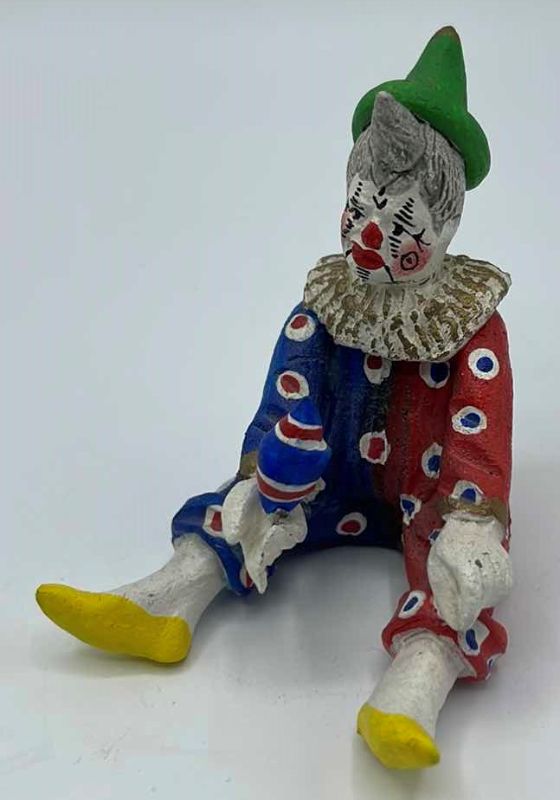 Photo 2 of HANDPAINTED VINTAGE CLOWN FIGURINES 8”, 3”