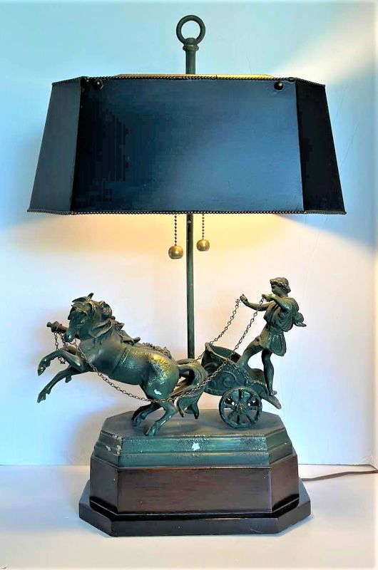 Photo 5 of FRENCH EMPIRE NEOCLASSICAL ROMAN GLADIATOR TOLE LAMP H 25”