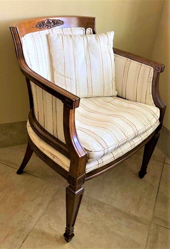 Photo 1 of WOOD BARREL CHAIR W/CUSHION AND PILLOW