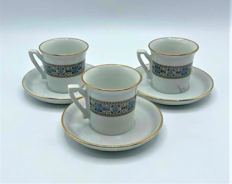 Photo 1 of VINTAGE ESPRESSO DEMITASSE CUP AND SAUCER SET, MADE IN ITALY (SET OF 3)