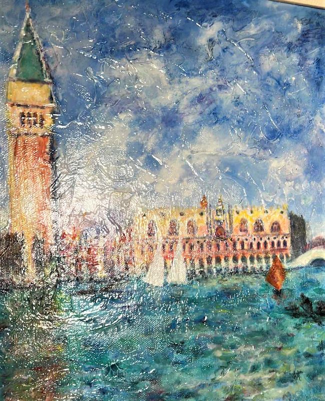 Photo 10 of RENOIR (VENICE THE DOGE'S PALACE) TEXTURED PAINT ON CANVAS FRAMED ARTWORK 24” x 20.5”