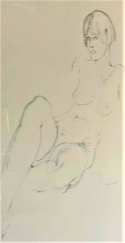 Photo 6 of ARTIST SIGNED PENCIL SKETCH “NUDE” ARTWORK 17” x 27”