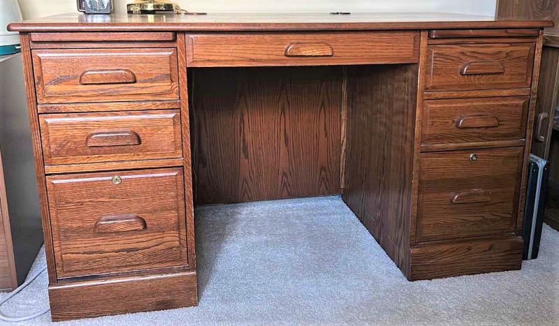 Photo 2 of WOOD EXECUTIVE DESK (CONTENTS NOT INCLUDED) 54” x 29” x H29.5”