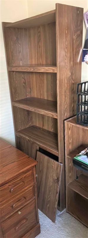 Photo 1 of WOOD BOOKSHELF (ADJUSTABLE SHELVES) WITH TWO DOORS 28” x 11.5” x H71”