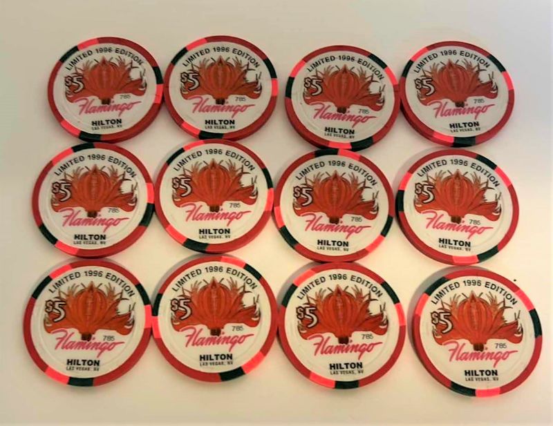 Photo 1 of 12- $5 FLAMINGO LIMITED EDITION POKER CHIPS