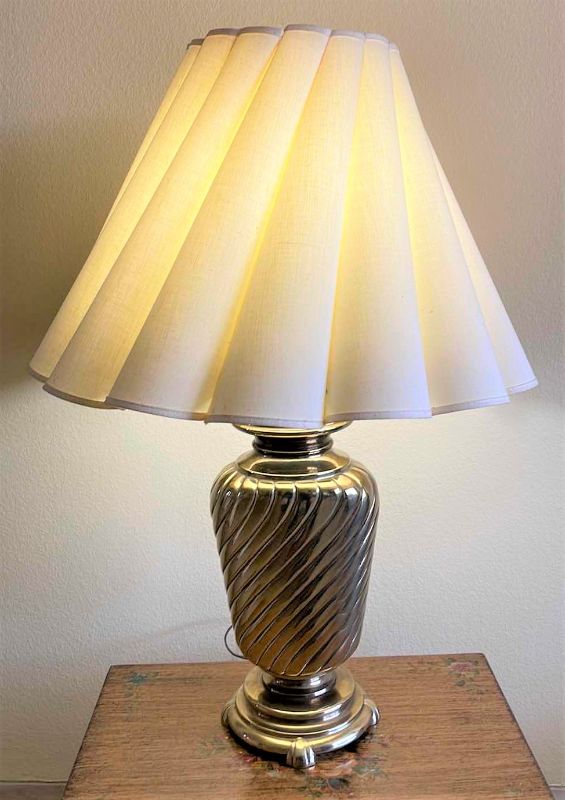 Photo 1 of GOLD TABLE LAMP W/SHADE H 30”