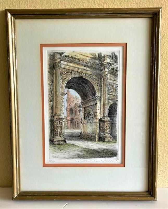 Photo 1 of ARTIST SIGNED PAUL GEISSLER ORIGINAL COLORED PENCIL ETCHING IN FRAME 16” X 20”