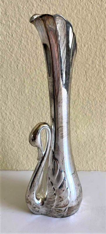 Photo 1 of SILVERPLATED SWAN BUD VASE 7”